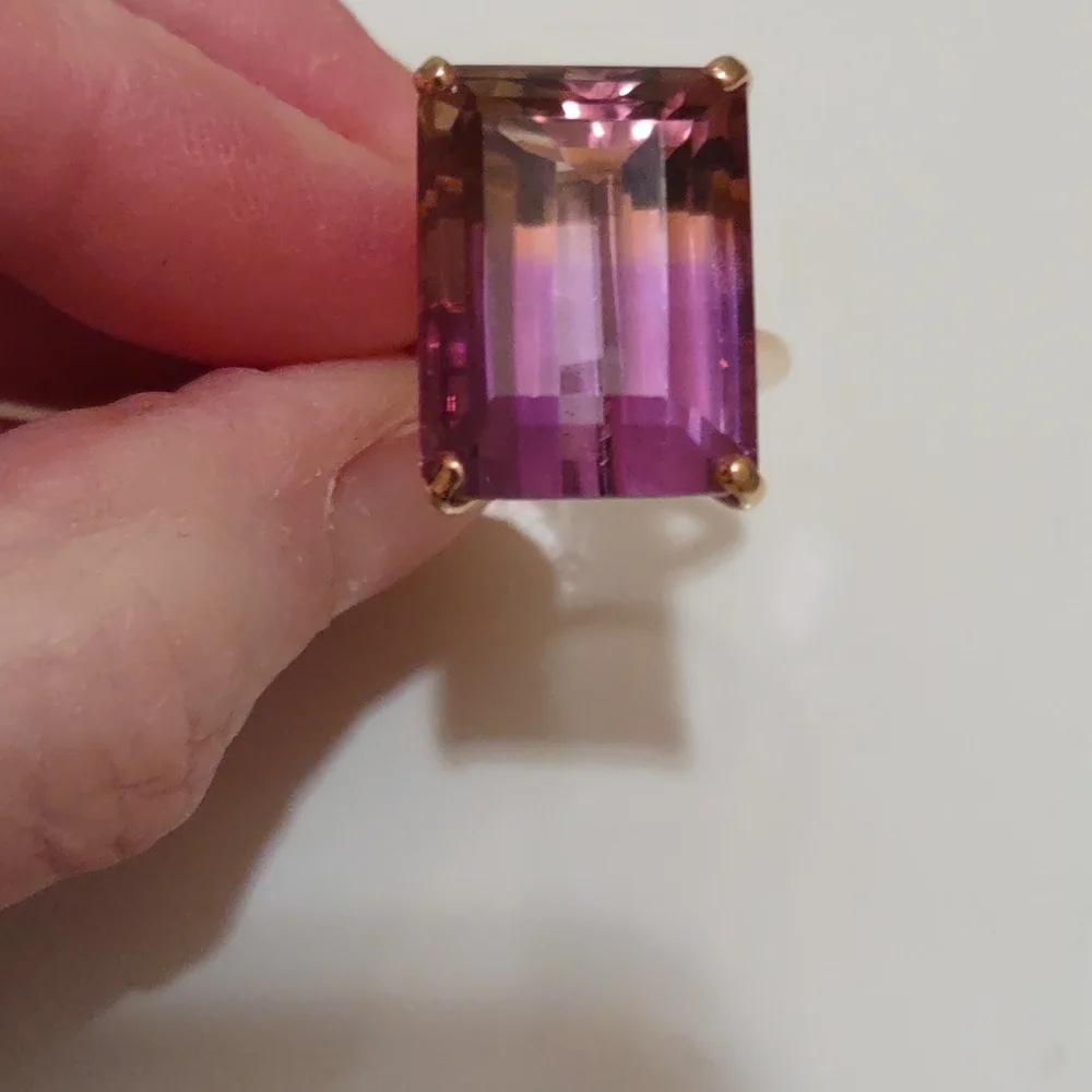 Ametrine ring 14kt yellow gold Large Statement Ring